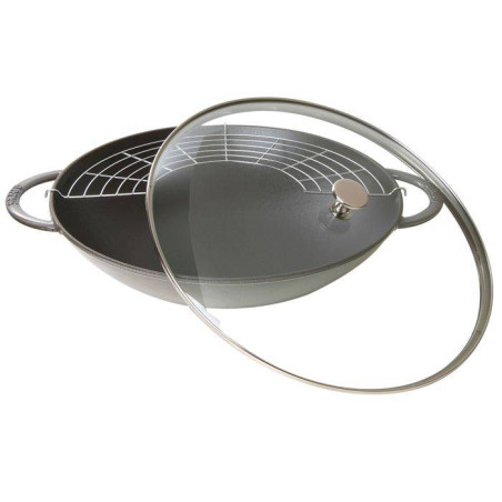 Couvercle En Verre Staub Pour Wok Rond 37 Cm - Transparent Et Compatible Lave-Vaisselle