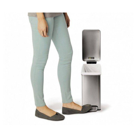 Poubelle de cuisine rectangle à pédale Simplehuman 10 L Inox