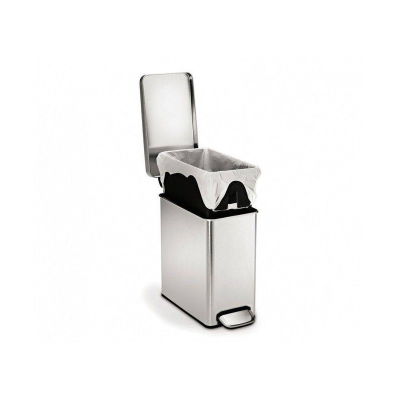 Poubelle de cuisine rectangle à pédale Simplehuman 10 L Inox
