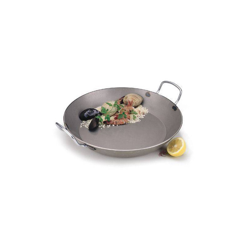 Poêle en acier - DE BUYER - La Lyonnaise - 26cm - Hauteur 4.4cm - Manche fixe - Tôle bleuie - Maison
