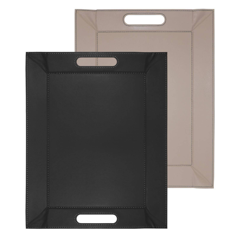 Plateau Réversible FreeForm - 55x41 Cm - Imitation Cuir Brun Chocolat - Transformable En Set De Table