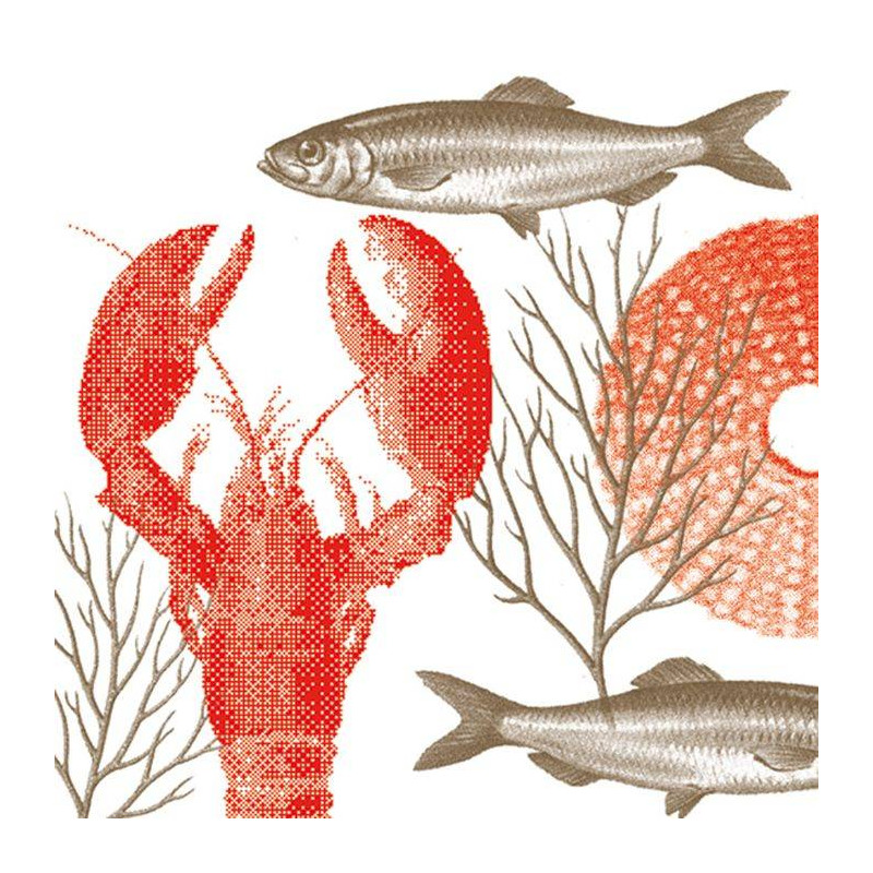 Francoise Paviot - Grandes serviettes (20x20cm) Jacquard rouge [20 unités] - Boutique Crème