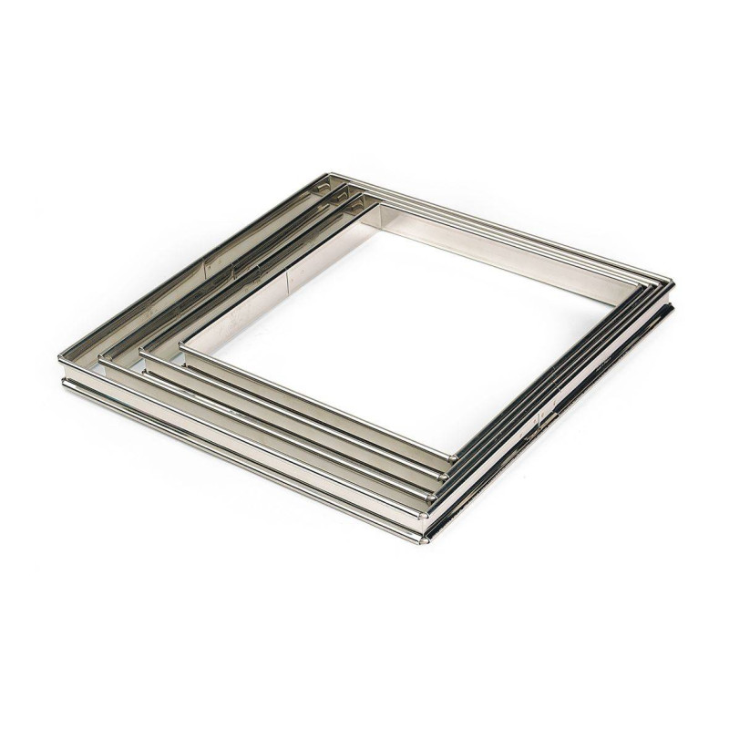 Flan Carré à Tarte Inox bord roulé sur fil GOBEL 240