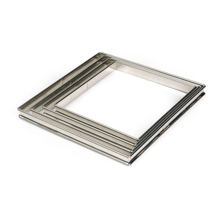 Flan Carré à Tarte Inox bord roulé sur fil GOBEL 240