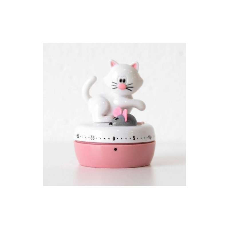 Minuteur mécanique JOIE Chat Souris BLANC
