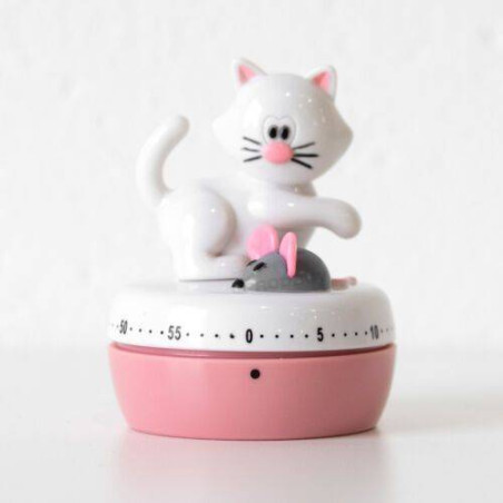 Minuteur mécanique JOIE Chat Souris BLANC