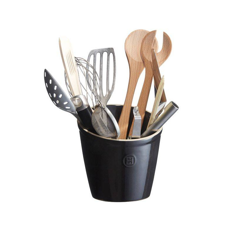 Pot Porte-Ustensiles En Céramique Blanche Mariclò 15x15x18 Cm - Rangement Cuisine Style Shabby Chic - 14