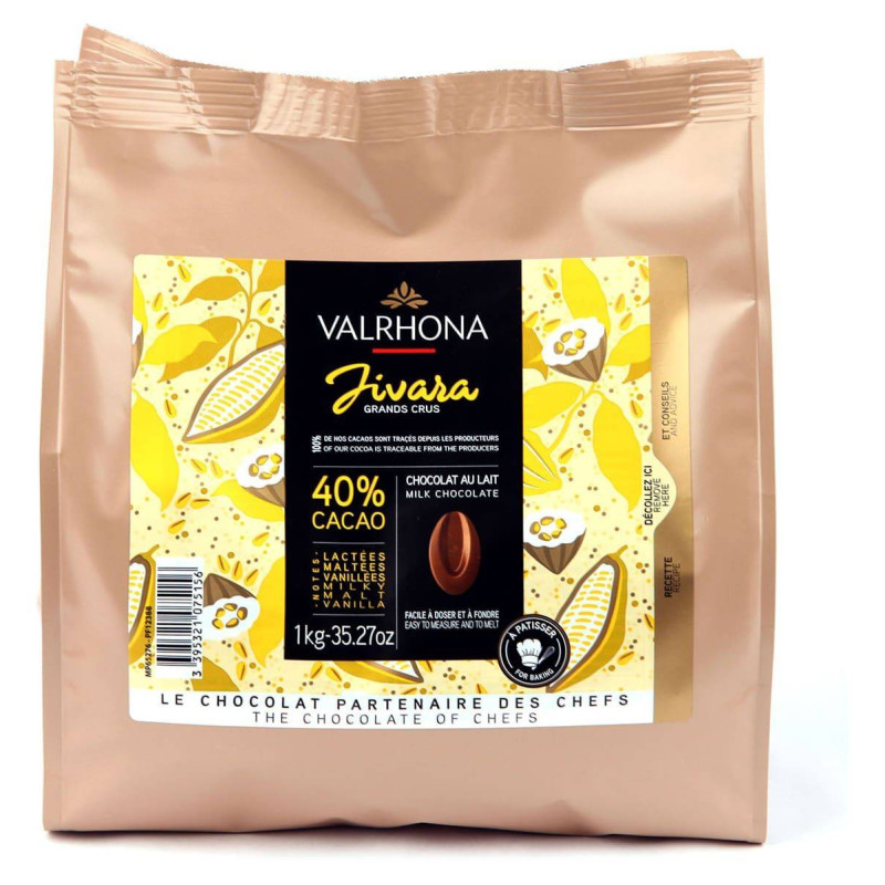Fèves de Cacao Valrhona 1kg Jivara Lactée 40%