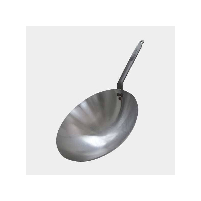 Wok fond conique tôle acier de Buyer D35