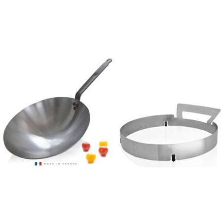 Wok fond conique tôle acier de Buyer D35