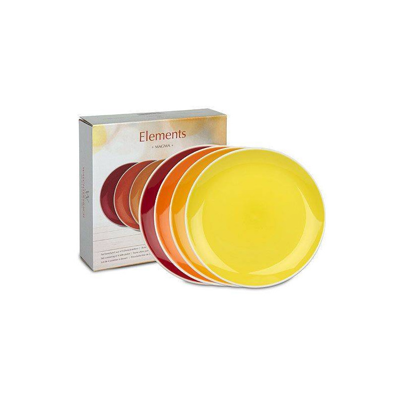 MAGMA Assiette dessert en porcelaine Jaune à Rouge - Les 4