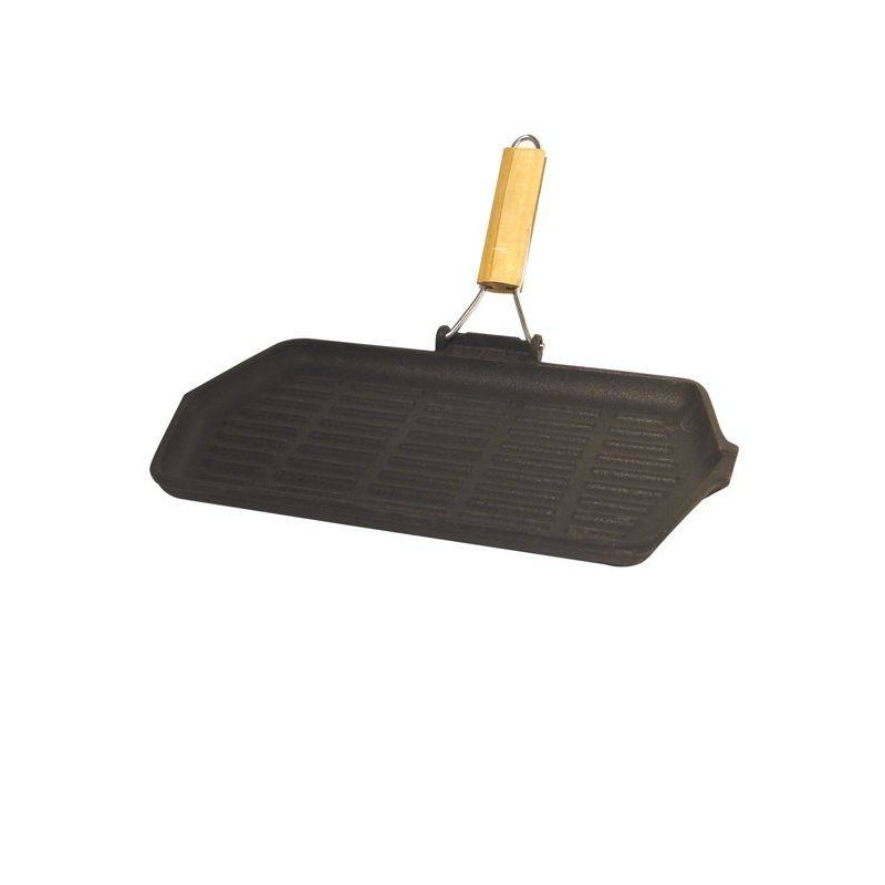 GRILL Rectangle Fonte émaillée Poignée rabattable 33.5 x 19.5 cm