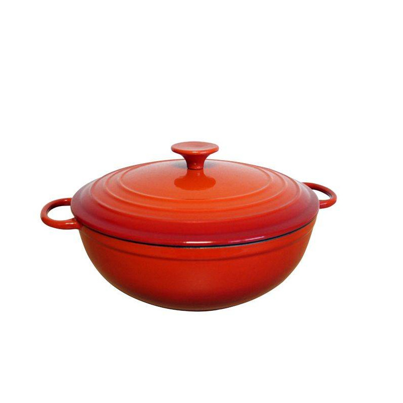 Cocotte Ronde En Fonte Émaillée Invicta Rouge - 25 Cm - Occasion à Nettoyer