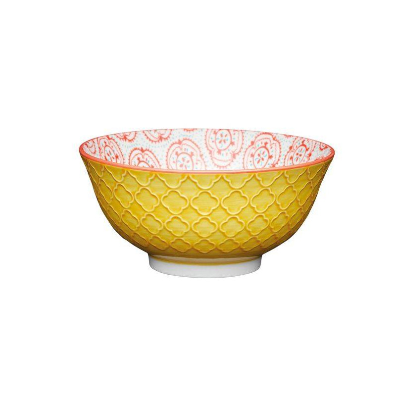 Bol coupelle en grès D15 700 ml Floral Géo Jaune rouge