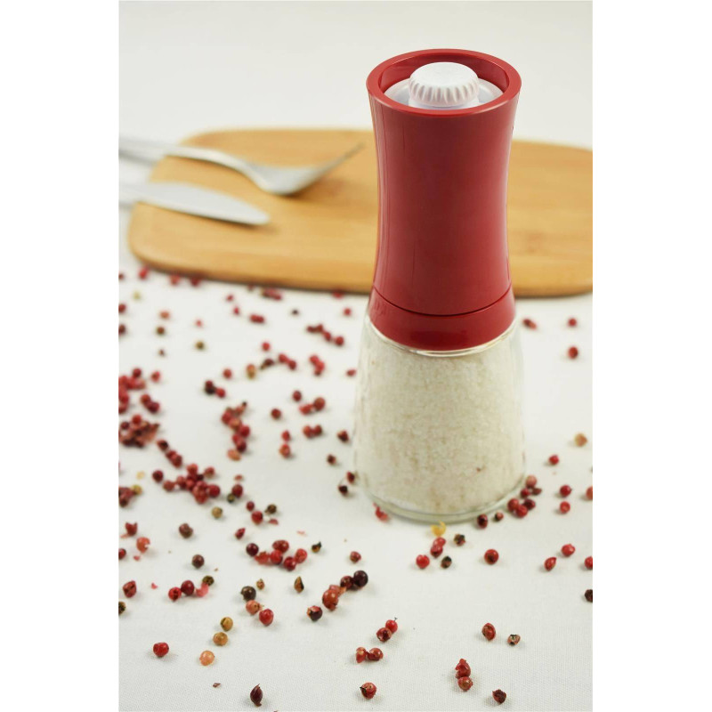 Moulin à Poivre Et Sel Rouge Et Noir - Design Bicolore, Plastique Et Silicone, Neuf, Origine Chine