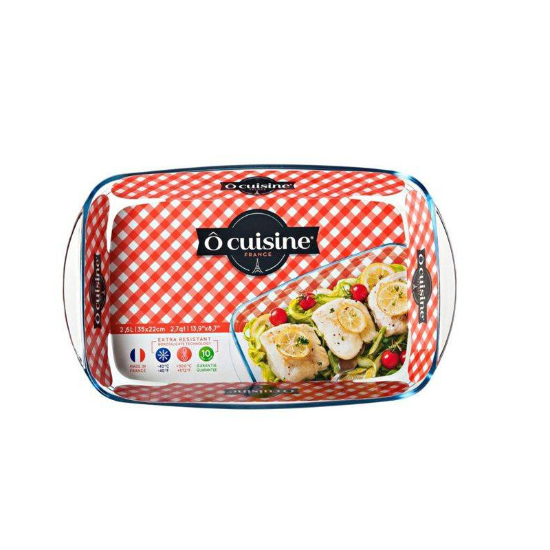 Plat à four rectangulaire en verre 35 x 22 cm O Cuisine France