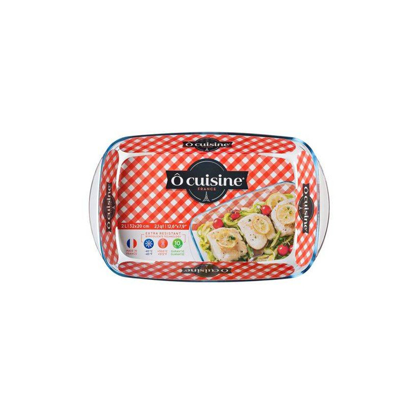Plat à four rectangulaire en verre 32 x 20 cm O Cuisine France