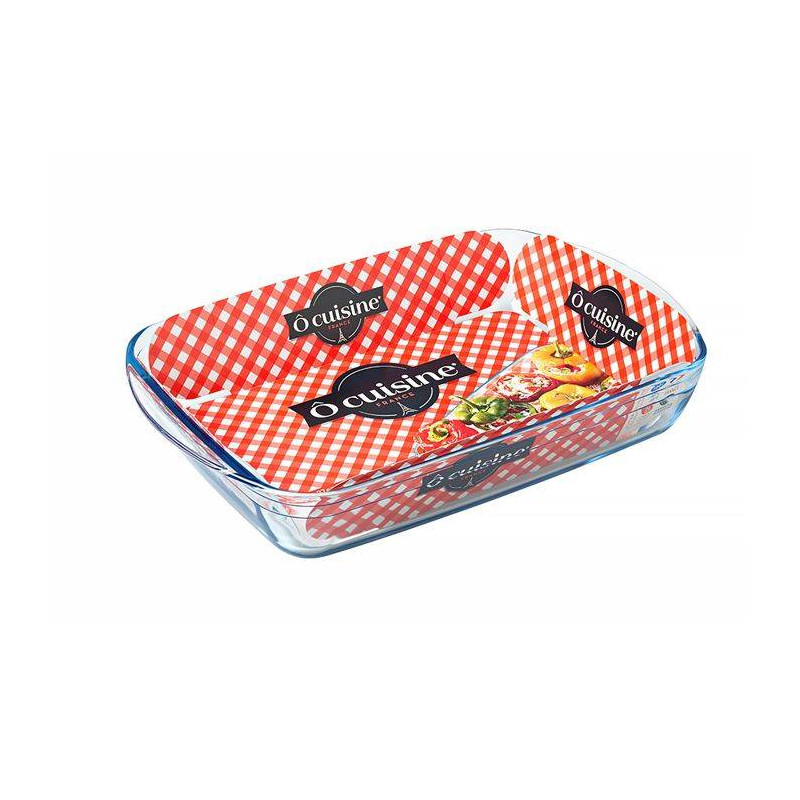 Plat à Four En Verre Alpina 1,6L - Carré 24,5x22x5 Cm - Résiste à 200°C, Micro-ondes Et Lave-vaisselle