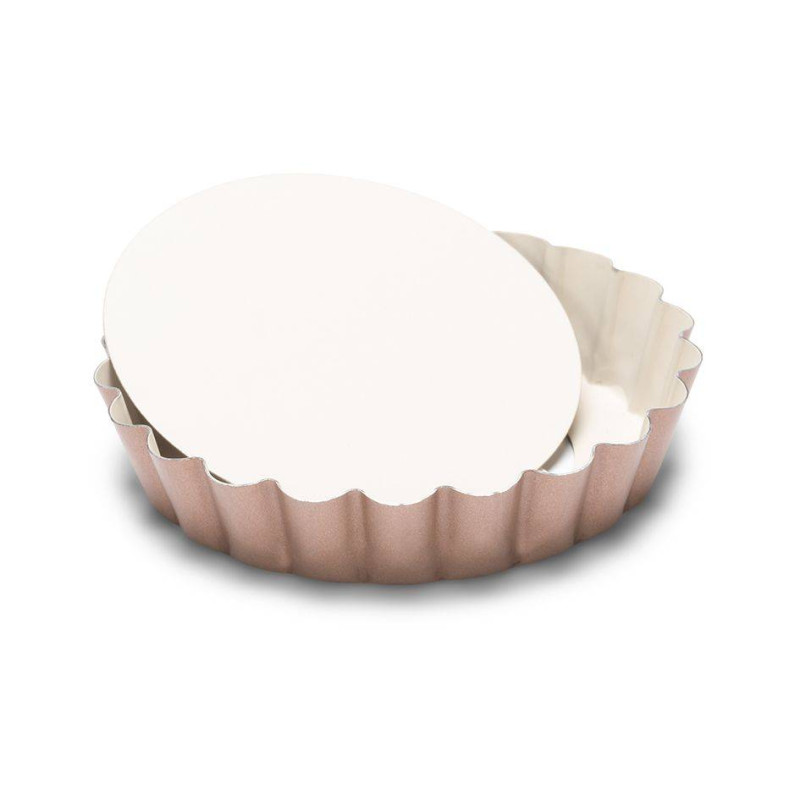 Moule à Tarte Gobel 28cm Rond Cannelé - Fond Amovible, Anti-adhérent Professionnel Bi-couche - Fabriqué En France