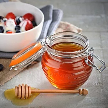Lawei Pots à Miel En Verre Avec Cuillère En Bois Et Couvercle - Pot à