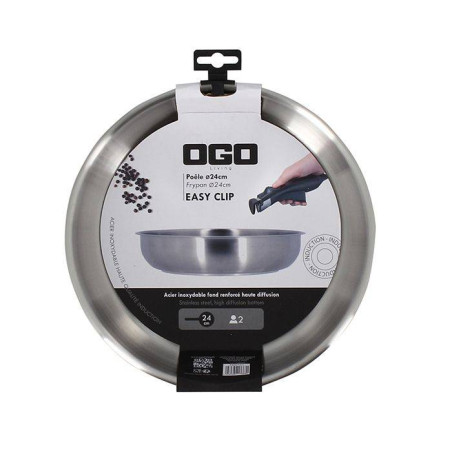 EASY CLIP Poêle Creuse Sauteuse Inox amovilble OGO D24 cm