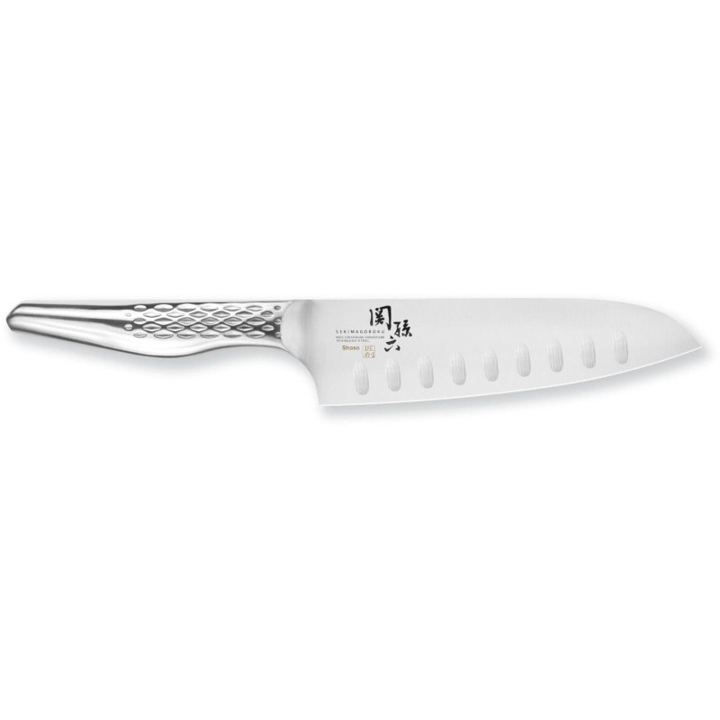 Couteau De Cuisine Japonais Santoku Kai Sekimagoroku 165mm - Alvéoles Antiadhésives, Neuf