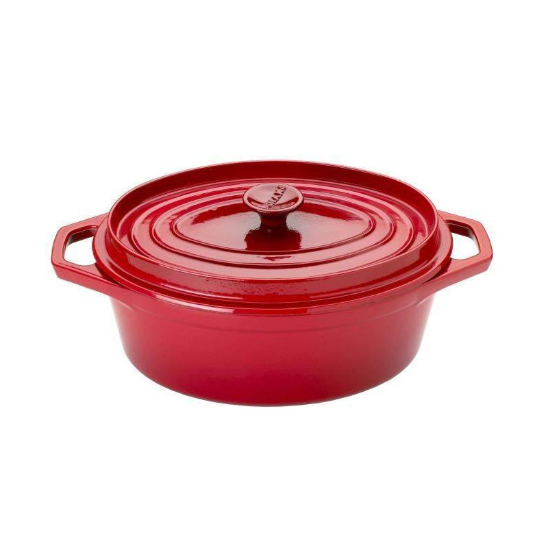 Mijoteuse Cocotte Ovale Fonte émaillée INVICTA Rouge Rubis D29