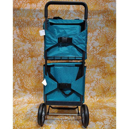 Chariot double MODULO Poussette de marché de courses 2 roues SIDEBAG Bleu canard