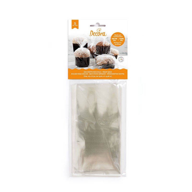 Sachets Transparents Alimentaires Decora - Lot De 10 Avec Fond Carton Rigide - Pour Biscuits, Bonbons, Cakes Pops