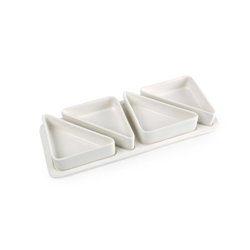 Set apéritif Ensemble Snack 4 coupelles sur plateau en porcelaine SC