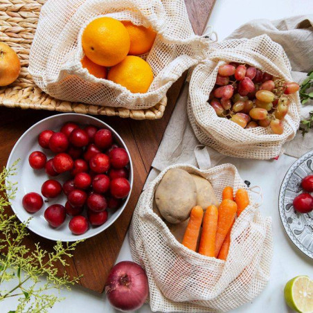 Sac Filet emballage réutilisable pour légumes fruits For The Future  Les 3