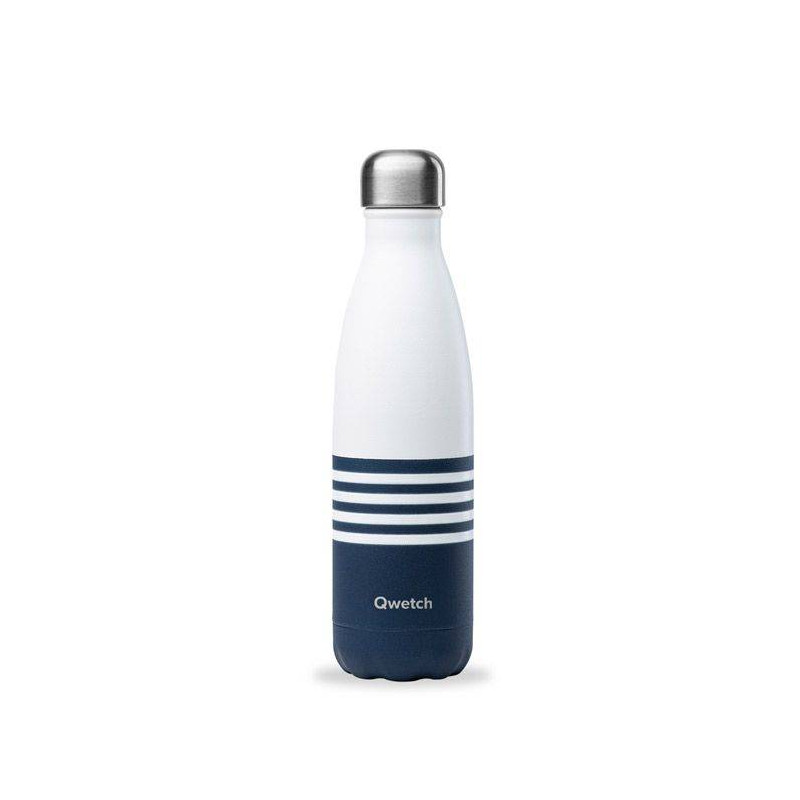 Bouteille isotherme double paroi en Inox Qwetch 500 ml Marinière Bleu