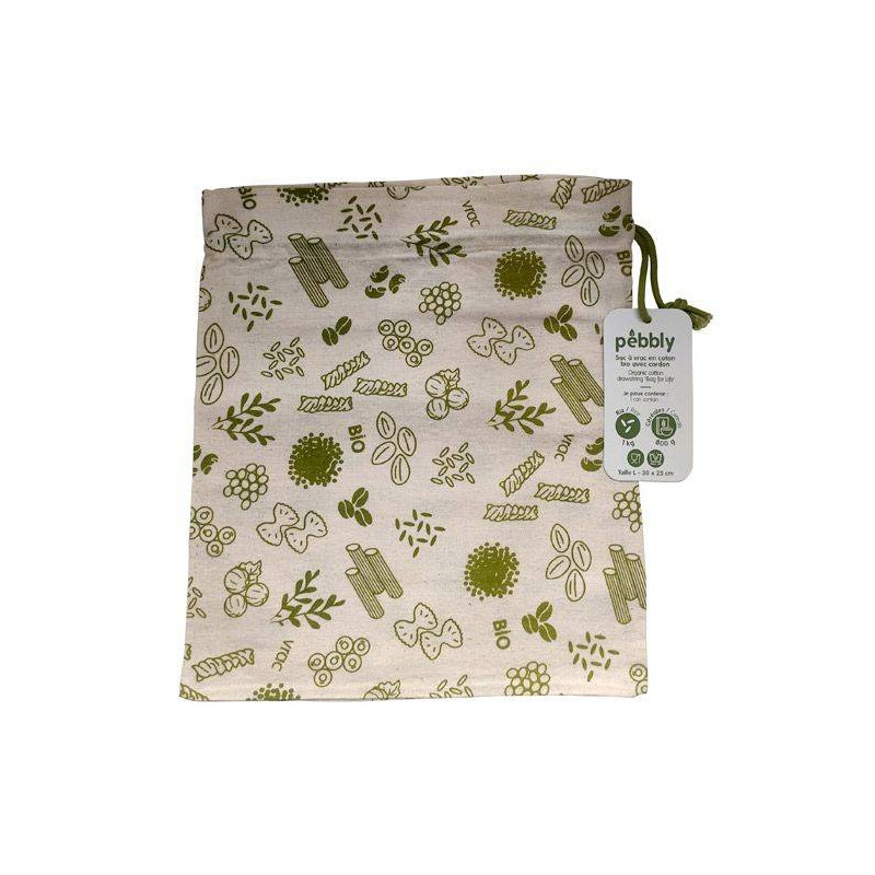 Sac à vrac PEBBLY en coton bio L Vert