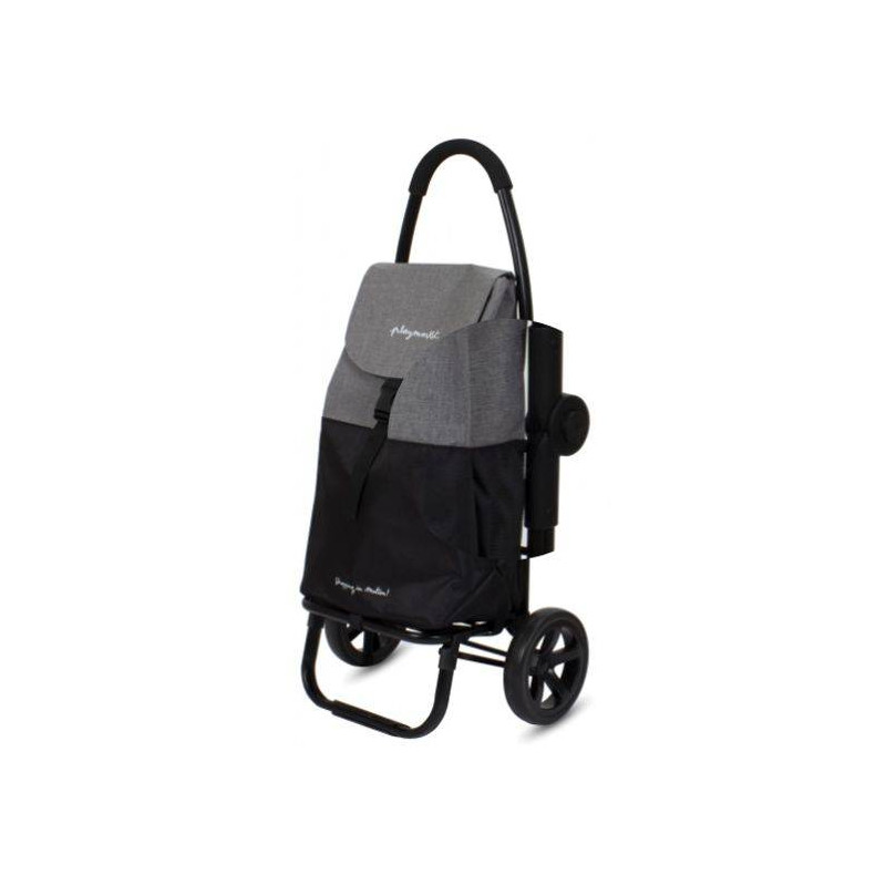 GO TWO Compact Poussette de marché Chariot de courses Pliable PLAYMARKET Noir Gris Texturé