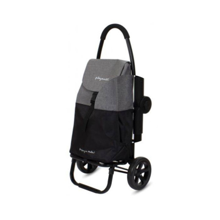 GO TWO Compact Poussette de marché Chariot de courses Pliable PLAYMARKET Noir Gris Texturé