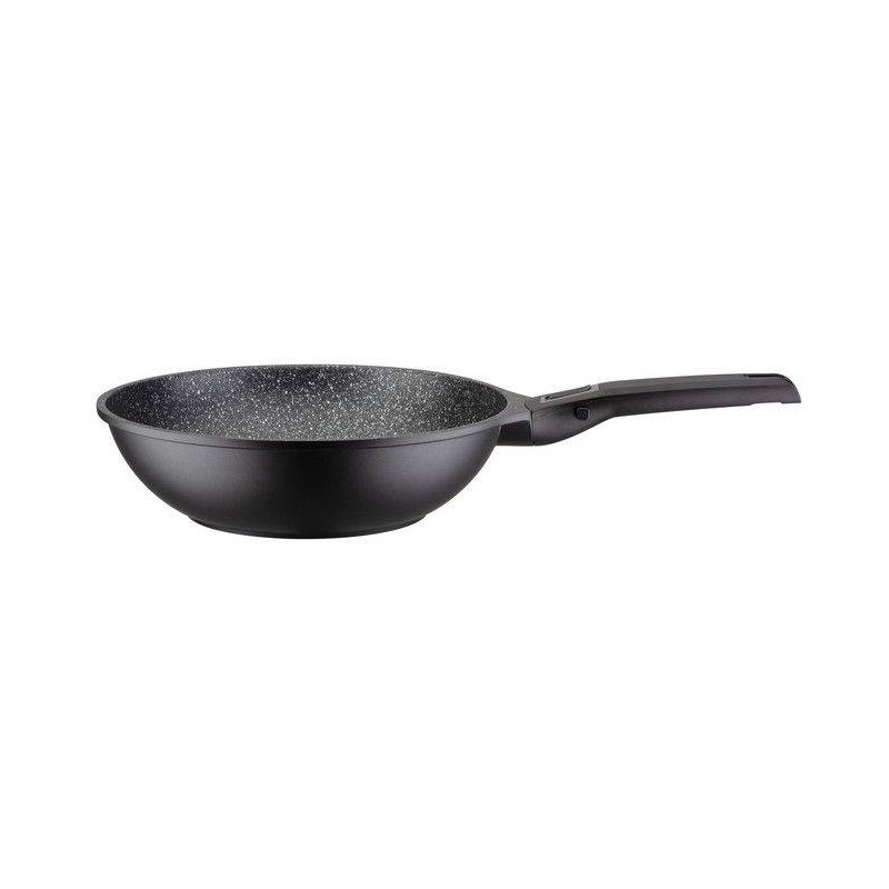 EASY CLICK Poêle Wok Fonte Aluminium Aspect Pierre Manche amovible Induction GSW D28