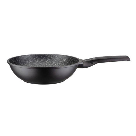 EASY CLICK Poêle Wok Fonte Aluminium Aspect Pierre Manche amovible Induction GSW D28