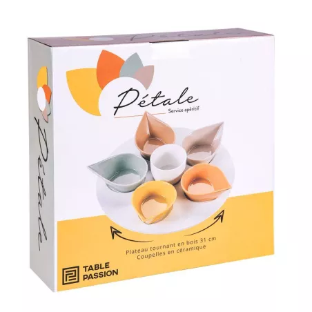 PETALE Set Apéritif 6 coupelles sur plateau tournant