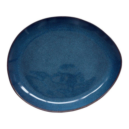 GENESIS BLUE Assiette Plate Ovale Grès Bleu 28.5 x 24