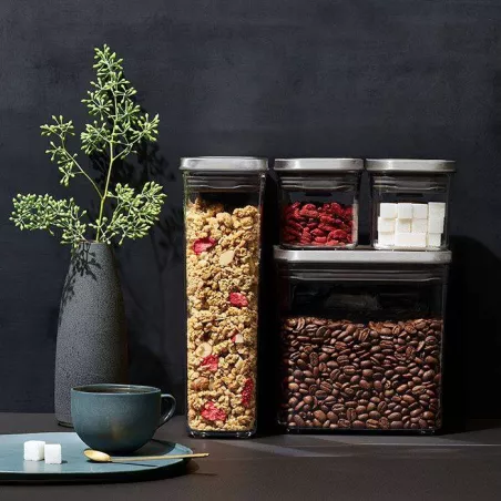 POP INOX Boite de conservation OXO 1,6 L Couvercle hermétique rectangle Café