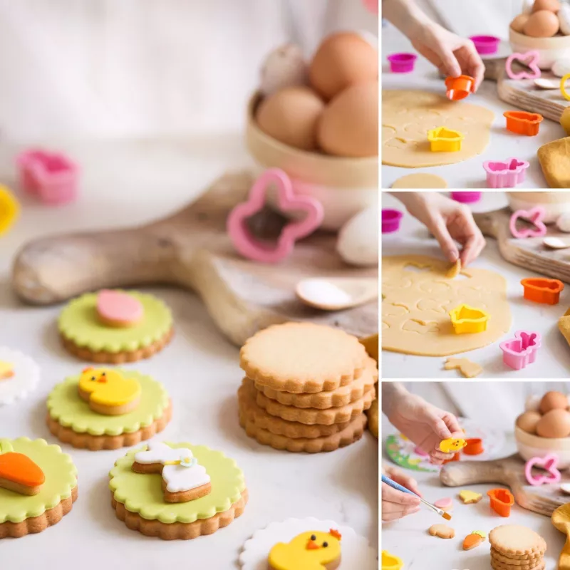 Lot De 11 Emporte-Pièces Pâques En Acier Inoxydable - Motifs Lapin, Œuf, Papillon, Poussins - O-Kinee