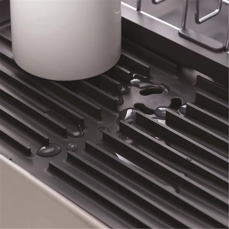 Porte-vaisselle Extensible Gris Acier Inoxydable 23,18 Pouces, Sur évier