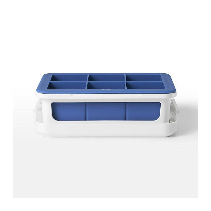 Bac à Glaçons Silicone 64 Glaçons Avec Couvercle Et Pelle – Bleu, Anti-Débordement, Idéal Cocktails & Whisky