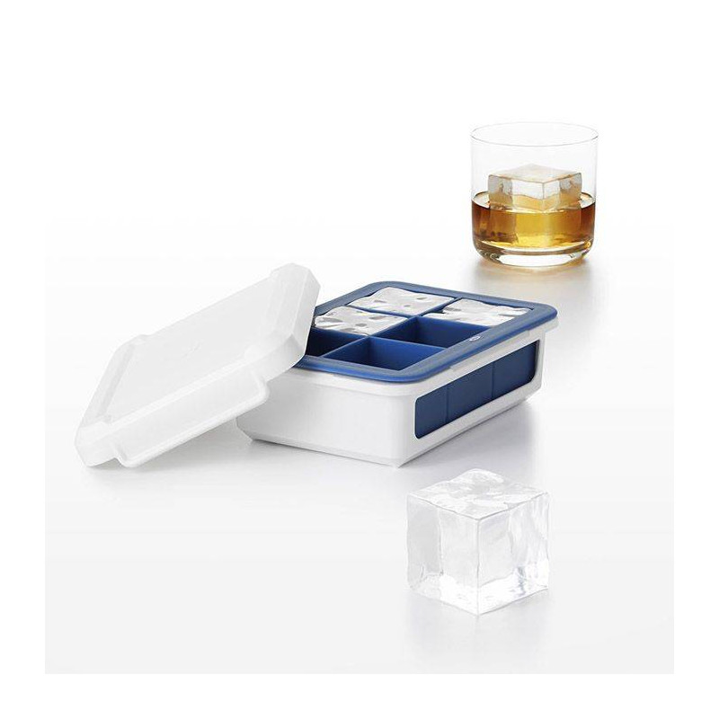 Lot De 2 Bacs à Glaçons Silicone Carrés 6 Cavités - Glaçons XL 5 Cm, Couvercle Anti-déversement, Sans BPA