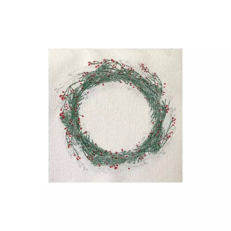 Serviettes De Table Noël Françoise Paviot - Motif Sapin Roi Des Forêts Argenté, Lot De 20, 40x40 Cm