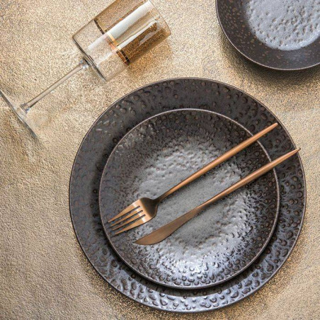 BASALTE Assiette plate en Grès D27 TABLE PASSION
