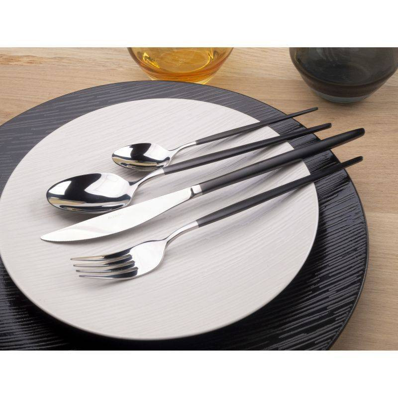 Ménagère 24 Pièces Soprano Noir Amefa - Couverts Inox 18/0 Pour 6 Personnes - Design Épuré Et Élégant