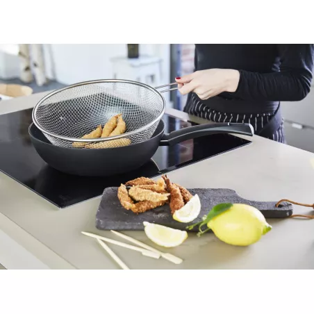 Wok En Acier Inoxydable Avec Double Poignée - Pour Cuisine Quotidienne, Mijotage, Sauté - Ustensile Polyvalent