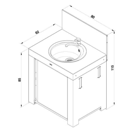 MODULO Pack Cuisine extérieure Elément Évier Inox + Acier galvanisé Noir ENO