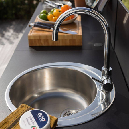 MODULO Pack Cuisine extérieure Elément Évier Inox + Acier galvanisé Noir ENO